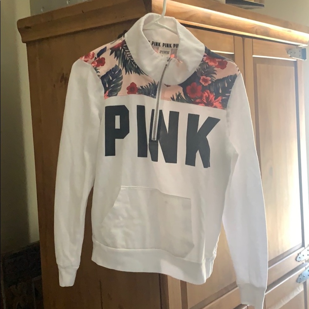 Pink floral quarter zip up!